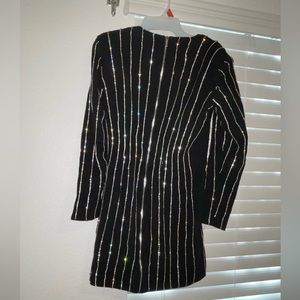 House of cb black vertical rhinestone striped dress long sleeve
